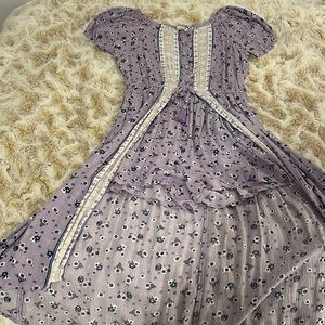 Purple flower romper dress